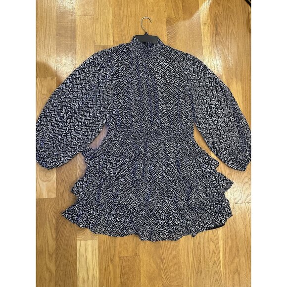 Express Black & White Ruffled Dress Size L – Feminine Flowy Silhouette Chic Stat - Picture 2 of 9